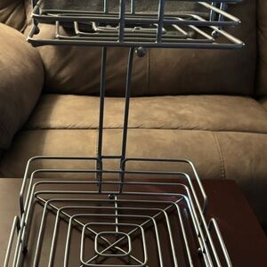 Silver Metal Two-Tier Fruit Basket